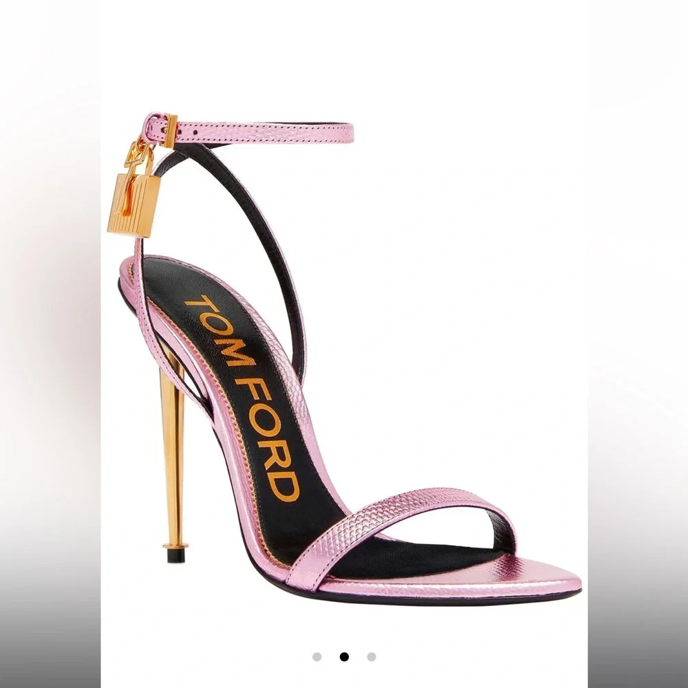 TOM FORD Printed Lizard Padlock Pointy Naked Sandal 105 - Picture 1 of 6